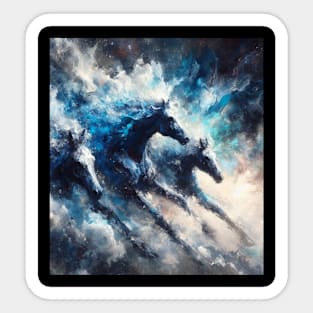 Horses Oil Painting Sticker